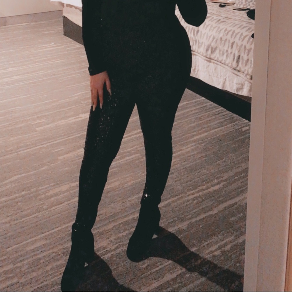 Black sequence pants